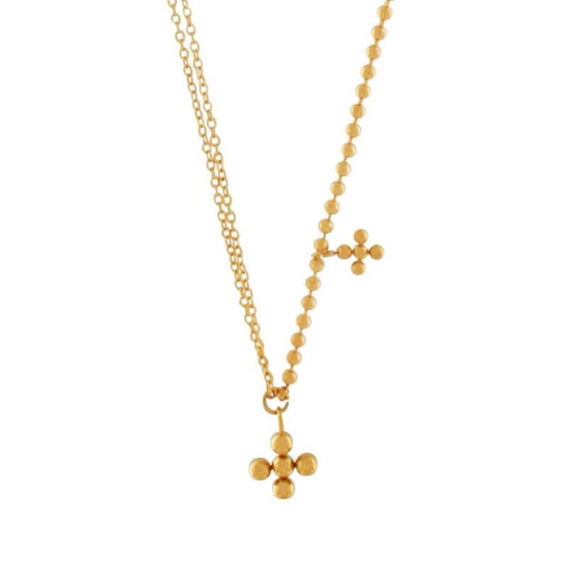 DANSK Love Waterproof Short Dot Cross Necklace – 18K gullbelagt halskjede