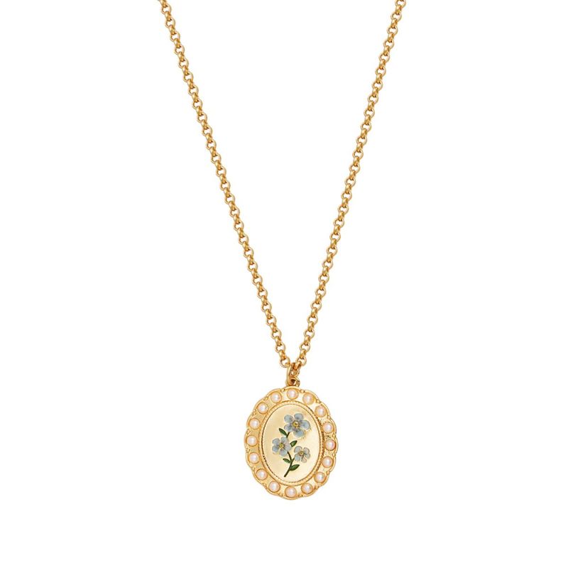 Fable England Forget Me Not Pearl Cameo Halskjede